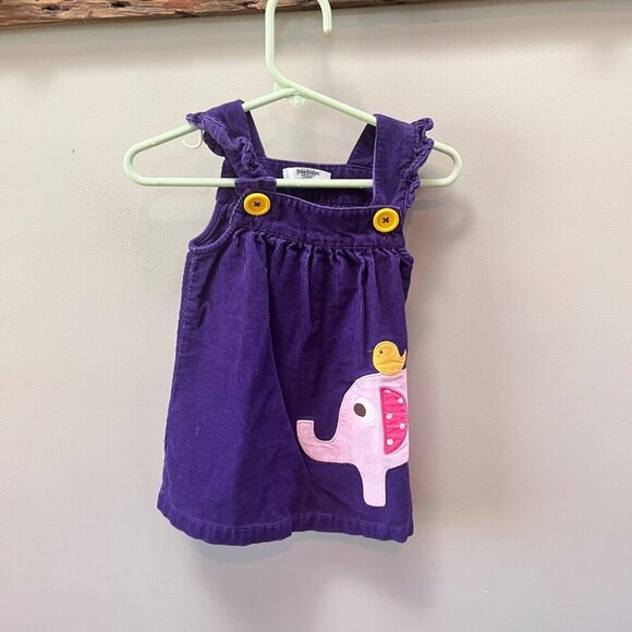 Baby Boden Corduroy Purple Elephant Pinnie - Size 6-12m - Picture 1 of 4